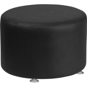 Furnish your reception waiting room with this attractive oversized Black LeatherSoft 24" Round Ottoman. The circular design adds an appealing design to use as a single seat or display magazines