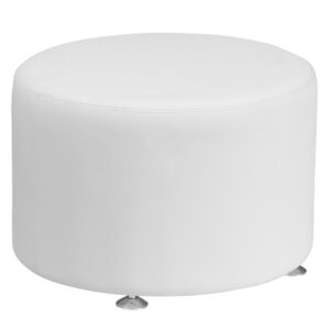 Furnish your reception waiting room with this attractive oversized White LeatherSoft 24" Round Ottoman. The circular design adds an appealing design to use as a single seat or display magazines