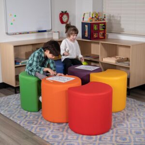 Inspire students to gather and interact more often on seating designed for collaboration. The modular ottomans can be reconfigured for educational and social settings. Create a hangout spot in the common areas for students to socialize between classes or as their hangout area during lunch. Do you want to take the settings of your group meetings into this century? Accomplish that goal by furnishing your meeting area with collaborative seating that's designed to encourage teamwork. Utilize the surface for seating or as your table for your laptop. Step outside the box by setting up collaborative seating where everyone can come together in a casual setting unlike the standard conference room. Buy furniture for today's modern classroom and offices. The 18 inch collaborative seats are appropriate for all ages. With limitless possibilities using modular ottomans you can design any social or work setting that you can imagine.