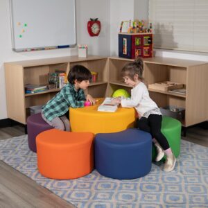 Motivate your students to engage by creating an interactive classroom utilizing flexible seating. This modular ottoman serves as a large collaborative table to place our 12" ottomans around to complete assigned tasks and brainstorm. Create a hangout spot in the common areas for students to socialize between classes or as their hangout area during lunch. Do you want to take the settings of your group meetings into this century? Accomplish that goal by furnishing your meeting area with collaborative seating that's designed to encourage teamwork. Utilize the surface to seat a couple of people or to act as your table surface. Step outside the box by setting up collaborative seating where everyone can come together in a casual setting unlike the standard conference room. Buy furniture for today's modern classroom and offices. With limitless possibilities using modular ottomans you can design any social or work setting that you can imagine.