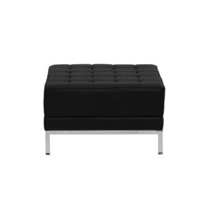 this elegantly designed ottoman is easy to clean and maintain. LeatherSoft is leather and polyurethane for added softness and durability. This ottoman has a fixed foam filled cushion to provide your guests supreme comfort. This exceptionally durable ottoman is constructed with an integrated stainless steel frame which will withstand years of use. This innovative contemporary ottoman will bring comfort and trend-setting style to your waiting room