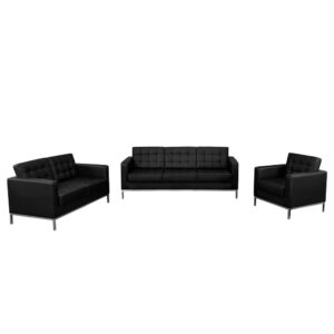 The Black Leather Set with Stainless Steel Frame brings comfort and trend-setting style to your waiting room