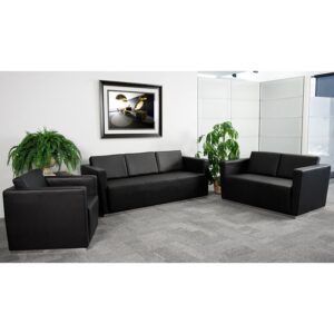 This reception set will welcome visitors with its clean design. This set will make an ideal choice in the office and as waiting room seating. The contemporary design of this furniture adapts in several different settings. Built with a stainless steel base