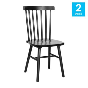 sturdy seating to your business or residential space with this set of 2 Windsor style commercial grade spindle back chairs. Featuring a glossy painted finish