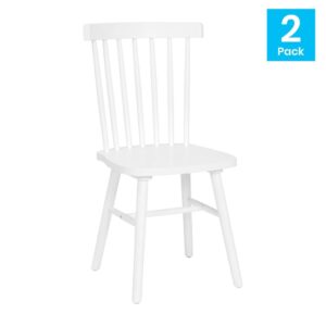 sturdy seating to your business or residential space with this set of 2 Windsor style commercial grade spindle back chairs. Featuring a glossy painted finish
