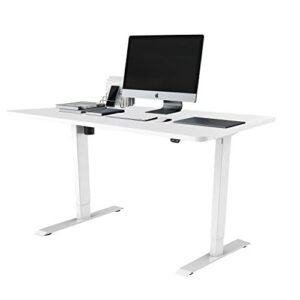 Elevate your workspace with our newest electric stand-up desk. This sleek designed desk is crafted from a durable particleboard desktop and a heavy-duty steel reinforced frame with T-Style legs. The height control panel includes digital up & down buttons - allowing your desk surface to rise from 29 inches up to 49 inches in seconds. Many studies have shown that these electric-sit-to-stand desks enhance productivity