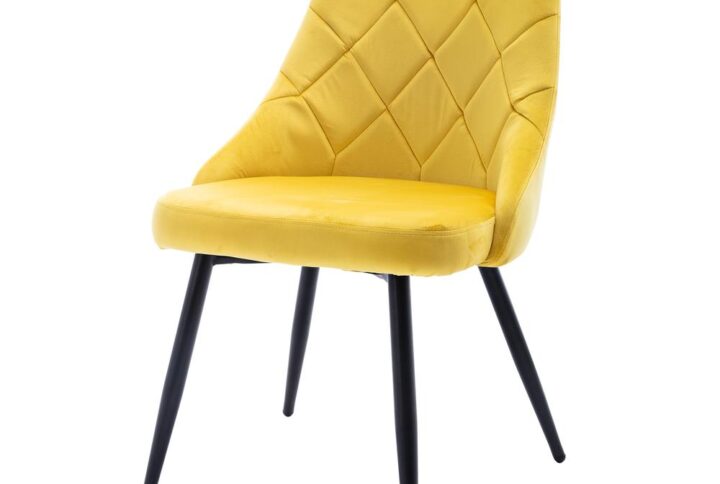 Add a bold and beautiful touch to your dining room with these elegant armless dining chairs. Rich gold velvet-like upholstery