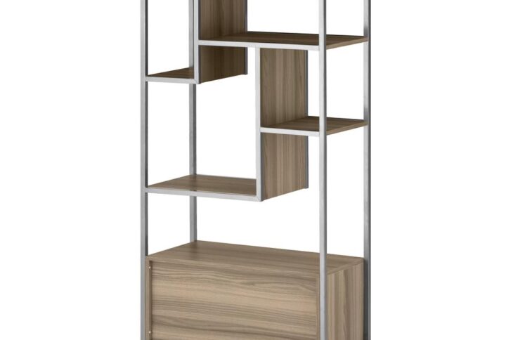 Crafted from a resilient silver steel metal frame that is meant to carry heavy objects and resist scratches. Accompanied with 5 shelves made of engineered wood