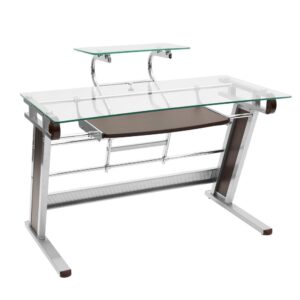 Accentuate your home-office space with this glass computer desk. The powder-coated steel frame offers strength and stability