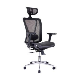 Featuring an executive office chair with breathable mesh back
