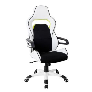 Bring style and function to your place with Techni Mobili Ergonomic Racing Style Home & Office Chair. Put the fun in functional with this racing-style chair. Featuring pneumatic height adjustment mechanism and contoured segment padding to ensure your comfort. Made with rich fabric and PU