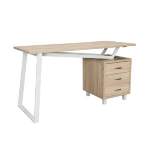 This Techni Mobili Computer Desk allows you to decorate your room or office in a sleeky way with It's asymmetrical and angular accent style. It features plenty of work space for writing or computing and 3 drawers to provide optimal storage organization. the Three drawer cabinet is interchangeable from left to right. The stylish desk is made of MDF Panels with PVC Veneer atop powder coated steel frame. Color: Sand