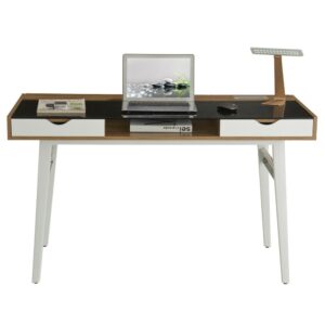 This Techni Mobili Computer desk has a stylish and unique design that compliments any modern office or room décor. It Features 2 drawers and an open shelf compartment in between