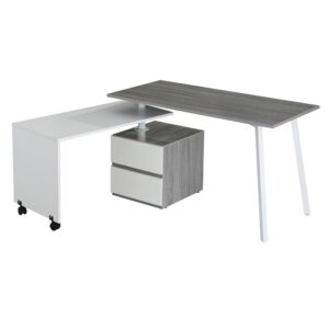 This Modern Techni Mobili Rotating Workstation offers just the right amount of desktop space needed for every task. Its unique design of rolling caster-equipped side table