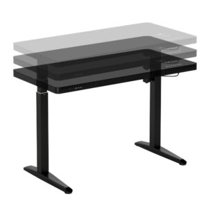 the Techni Mobili Electronic Adjustable Height Desk offers the user the choice between a sitting or standing desk with electric height controls and 3 memory height presets which set the height anywhere from 28 ¾” up to 46 ½”. This electric sit stand desk comes equipped with a 15W Bluetooth speaker
