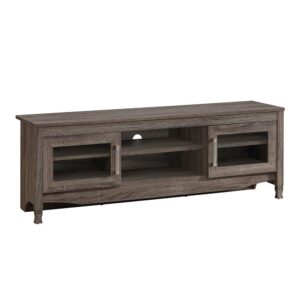 Display your TV in style with Techni Mobili Driftwood TV Stand. Built to support TVs up to 65 inches crafted with a durable premium grade MDF to fit your home décor. Features front shelving and storage cabinet perfect for storing DVDs