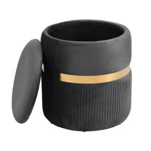 Treat yourself to something special and bring home the Techni Mobili storage ottoman. It's an absolute charmer with its velvet ribbed fabric and brushed gold-tone accent. Did we mention it has storage space too? Keep your space tidy with its built-in storage and amplify your home decor. Weight Limit: 250lbs