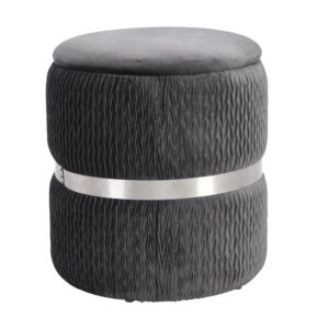 Treat yourself to something special and bring home the Techni Mobili storage ottoman. It's an absolute charmer with its velvet ribbed fabric and brushed silver-tone touch. Did we mention it has storage space too? Keep your space tidy with its built-in storage and amplify your home decor. Weight Limit: 250lbs