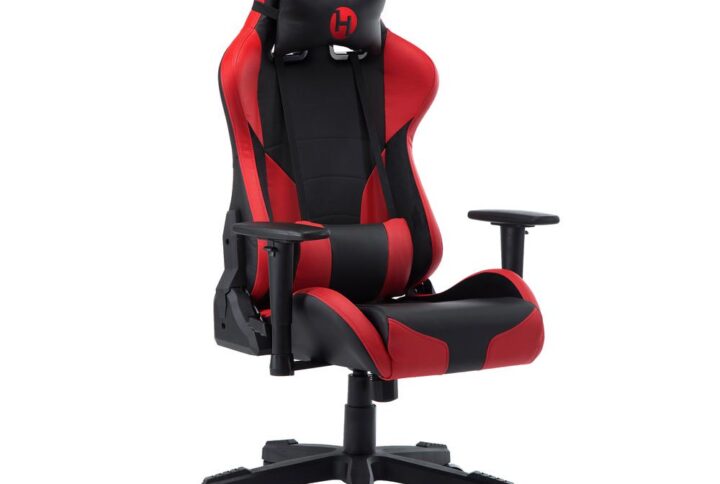 Add a classy touch to your gaming station with our red/black gaming chair. It is sturdy and comfortable