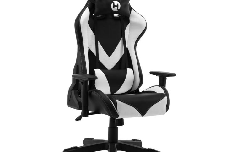 Add a classy touch to your gaming station with our white/black gaming chair. It is sturdy and comfortable