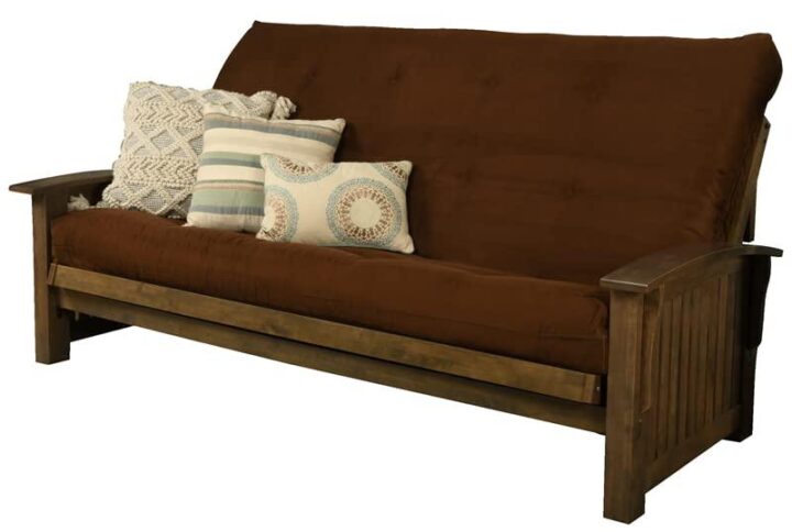 The futon is a classic hardwood frame with mission style arms. This unique and versatile queen size futon sofa easily converts to a Bed.  This multifunctional piece of furniture can find a home in just about any type of room.