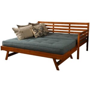 The Boho Daybed boasts clean lines and attractive angles. The Barbados Medium Brown finish blends in with many color schemes in your home. Whether your using it everyday
