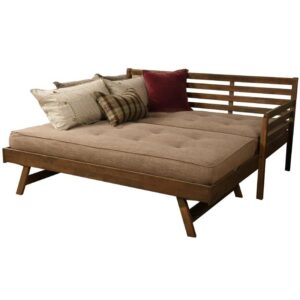 The Boho Daybed boasts clean lines and attractive angles. The grayish brown finish blends in with many color schemes in your home. Whether your using it everyday