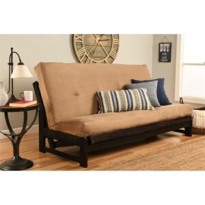 The futon is a classic hardwood frame with a space saving design. This unique and versatile full size futon sofa easily converts to a Bed.  This multifunctional piece of furniture can find a home in just about any type of room.