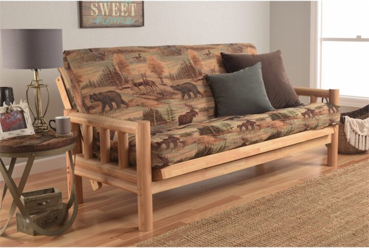 The lodge futon frame is a rustic hardwood frame with that classic up north feel. The clear finish on this frame allows the natural beauty of the wood grain to come through. In addition to it's rustic charm