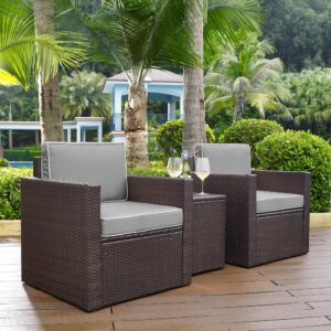 the Palm Harbor 3pc Outdoor Chair Set is sure to be your favorite spot to unwind.  Crafted with all-weather resin wicker woven over durable steel frames