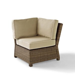 the Bradenton 4pc Sectional Set fits the bill. The sturdy steel frame is wrapped in beautiful all-weather wicker and topped with moisture-resistant cushions