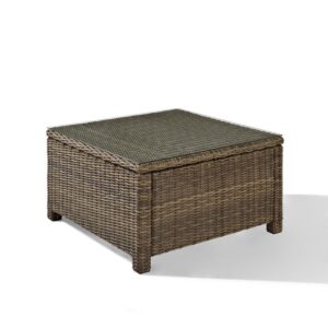 Outdoor entertaining is a breeze with the Bradenton Sectional Coffee Table. The sturdy steel frame is wrapped in beautiful all-weather wicker and features a tempered glass tabletop