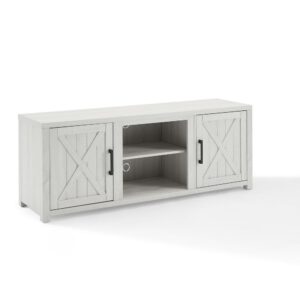 Ever-trending modern farmhouse design meets functional home entertainment with the Gordon 58” Low-Profile TV Stand. Echoing the rustic charm of a classic barn door