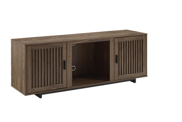 No need to sacrifice style for storage with the Silas 58” Low-Profile Tv Stand. Featuring modern elements like faux vertical slats and an all-metal frame base