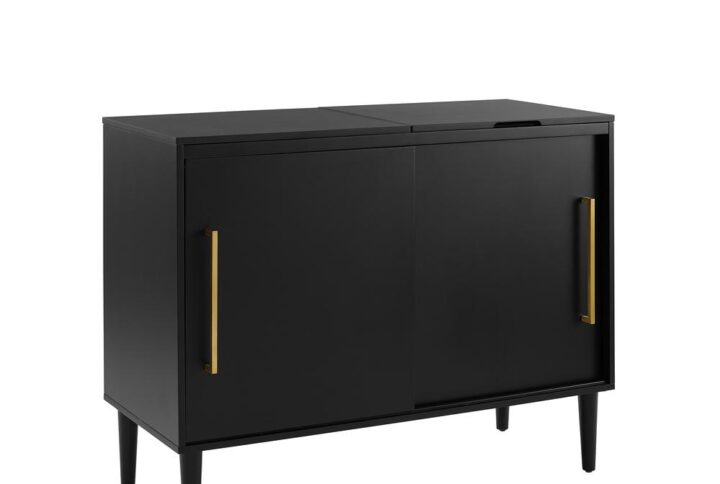 Add polish and style to your home with the sleek mid-century modern design of the Everett Media Console. Whether you need a home for your favorite turntable and album collection or a stylish accent cabinet