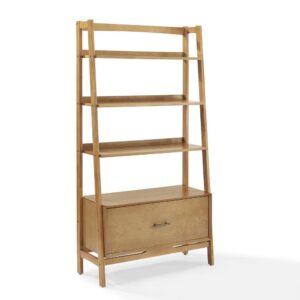 this etagere features a sturdy wood frame with three open shelves. A spacious file cabinet drawer at the base of the etagere is seated on full-extension glides to give access to every corner. Ideal for books and other decor