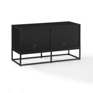 this cabinet offers open shelving tailored for vinyl storage