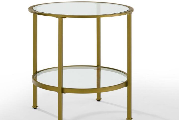 The Aimee End Table brings a stylish and modern edge to any home. With a sturdy yet sleek steel frame