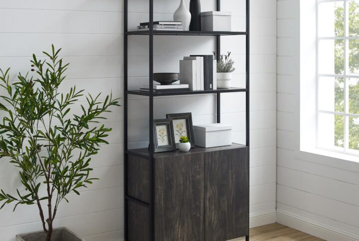 Bring an industrial edge to home organization with the Jacobsen Large Etagere. Two spacious stationary shelves provide open storage with a sleek profile