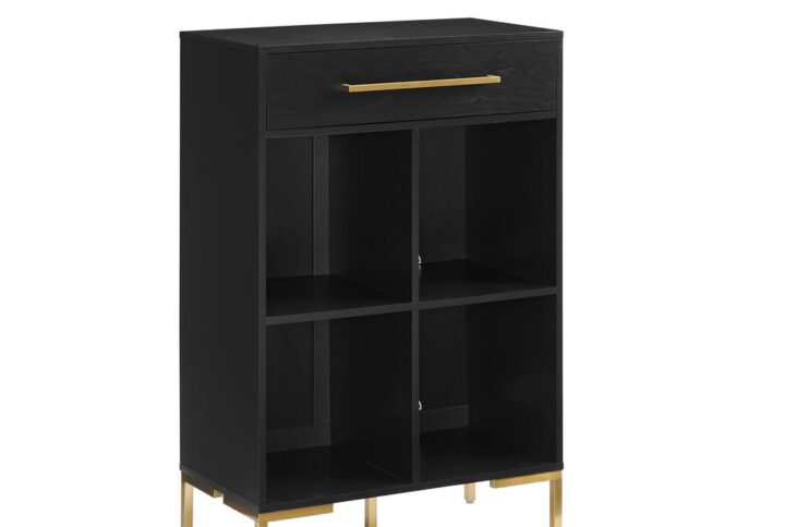 Incorporate streamlined modern storage into your home with the Juno Record Storage Cube Bookcase. Featuring a sleek silhouette and stylish hardware