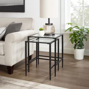 Bring extra table space to any room with the Ashton 2pc Nesting Table Set. Tempered glass tabletops offer space for a lamp