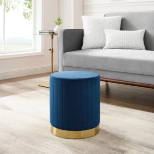 Add a touch of glam to any room with the Sabrina Pouf Ottoman. Channel tufted in decadent velvet with a gold metal base