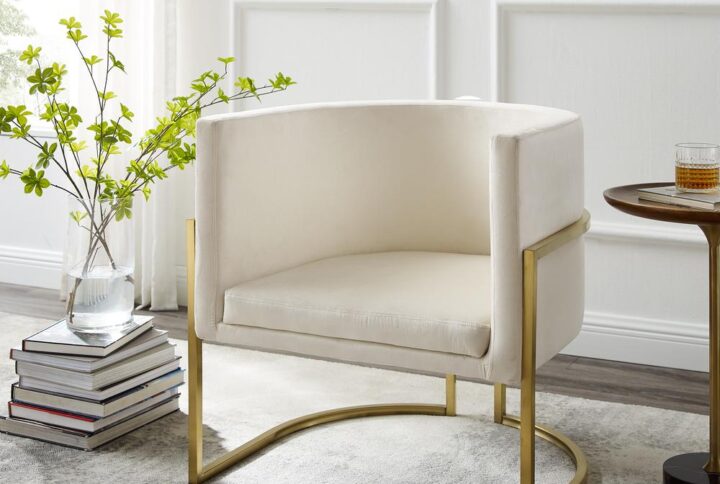 Bring the flair of Old Hollywood to any room with the Willow Accent Chair. Luxurious velvet upholstery covers the chair's trendy barrel silhouette making it as comfortable as it is beautiful. With its combination of rich fabric and glamorous brushed metal