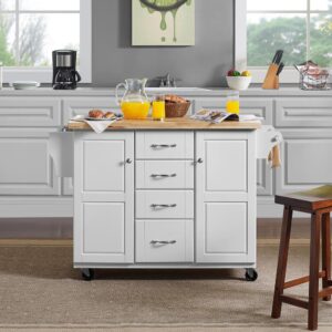 while sturdy casters add valuable mobility. The Elliot Kitchen Cart has classic raised panels on the drawer and cabinet fronts