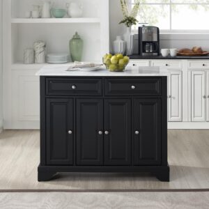 this island is ideal for food prep or buffet-style serving. Two large drawers keep utensils and small kitchen items organized