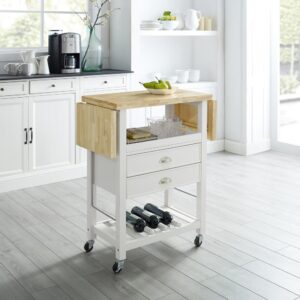 while the removable serving tray and caster wheels create a functional serving space. Perfect for a kitchen or dining area