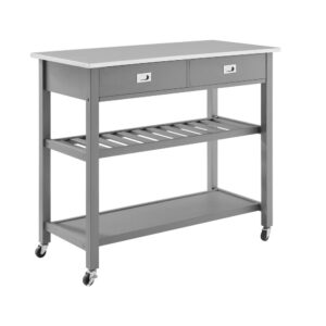 the Chloe Kitchen Island/Cart is ideal for adding extra counter space to your kitchen. Featuring two large full-extension drawers with recessed metal drawer pulls