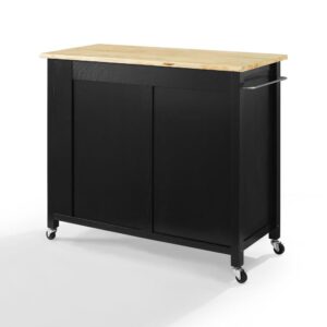 the Savannah Kitchen Island/Cart delivers both style and functionality in a sleek mobile package. Featuring two large cabinets with adjustable shelves
