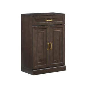 this cabinet is great for organizing smaller spaces. Panel doors keep everyday items out of sight