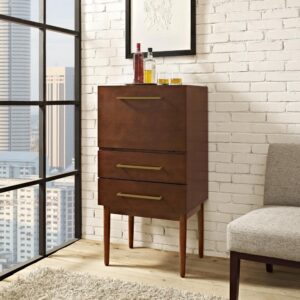 the Everett Spirits Cabinet exudes mid-century modern swagger. The generously sized cabinet features a drop-down door that doubles as a serving area for mixing the perfect cocktail. Add in the two full-extension drawers and the Everett Spirits Cabinet provides additional storage space for tools